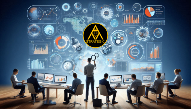 A group of employees analyzing a number of graphs and charts.